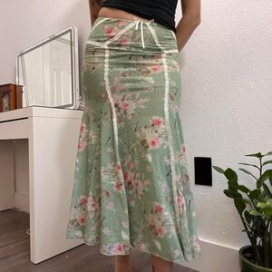 Tiger Mist Floral Sage Green Maxi Skirt